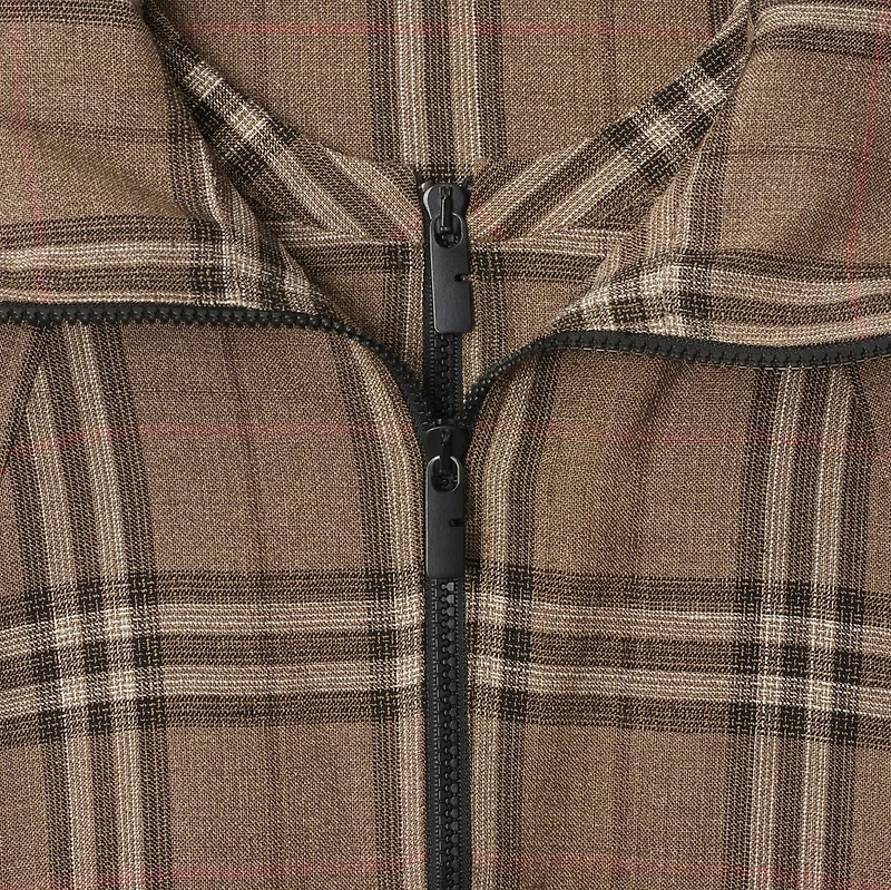 Check Silk Blend Hooded Jacket in Brush - Men | Burberry® Official