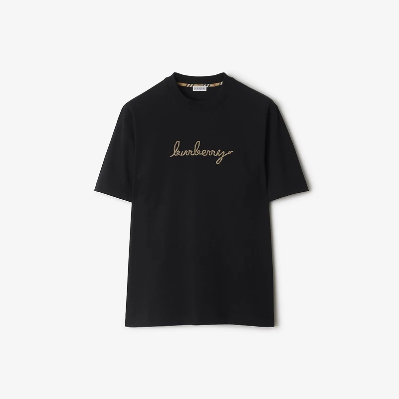 Check EKD Cotton T-shirt in Black - Men | Burberry® Official