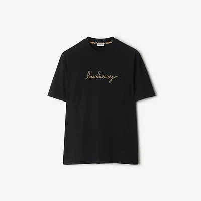 Check EKD Cotton T-shirt in Black - Men | Burberry® Official