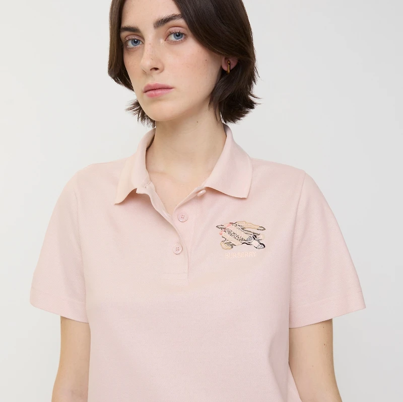EKD Check Cotton Polo Shirt in Bouquet pink - Women | Burberry® Official