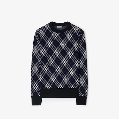 Check Wool Blend Sweater in Ink blue - Men | Burberry® Official