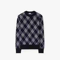 Check Wool Blend Sweater in Ink blue - Men | Burberry® Official