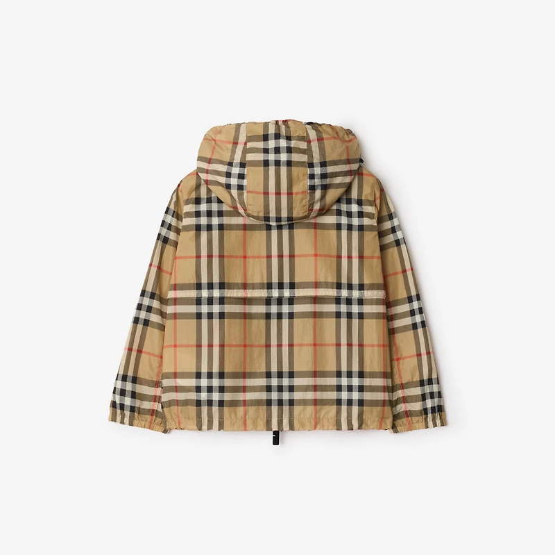 Check Nylon Hooded Jacket in Sand | Burberry® Official