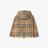 Check Nylon Hooded Jacket in Sand | Burberry® Official