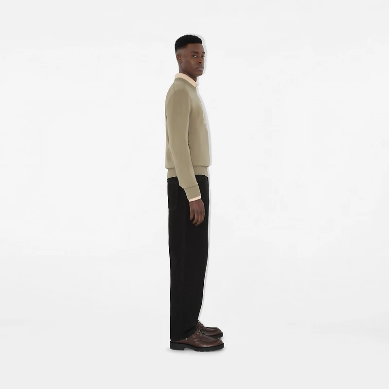 B Crest Wool Sweater in Quill - Men | Burberry® Official