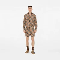 Check Swim Shorts in Sand - Men, Nylon | Burberry® Official