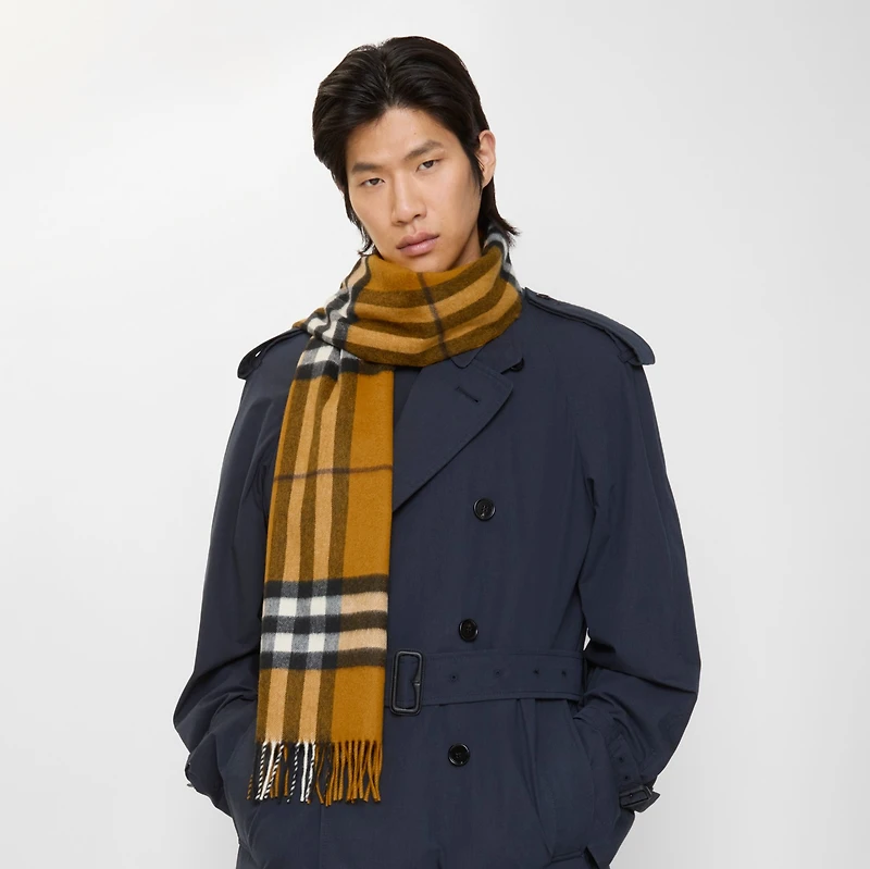 Check Cashmere Scarf in Teak | Burberry® Official