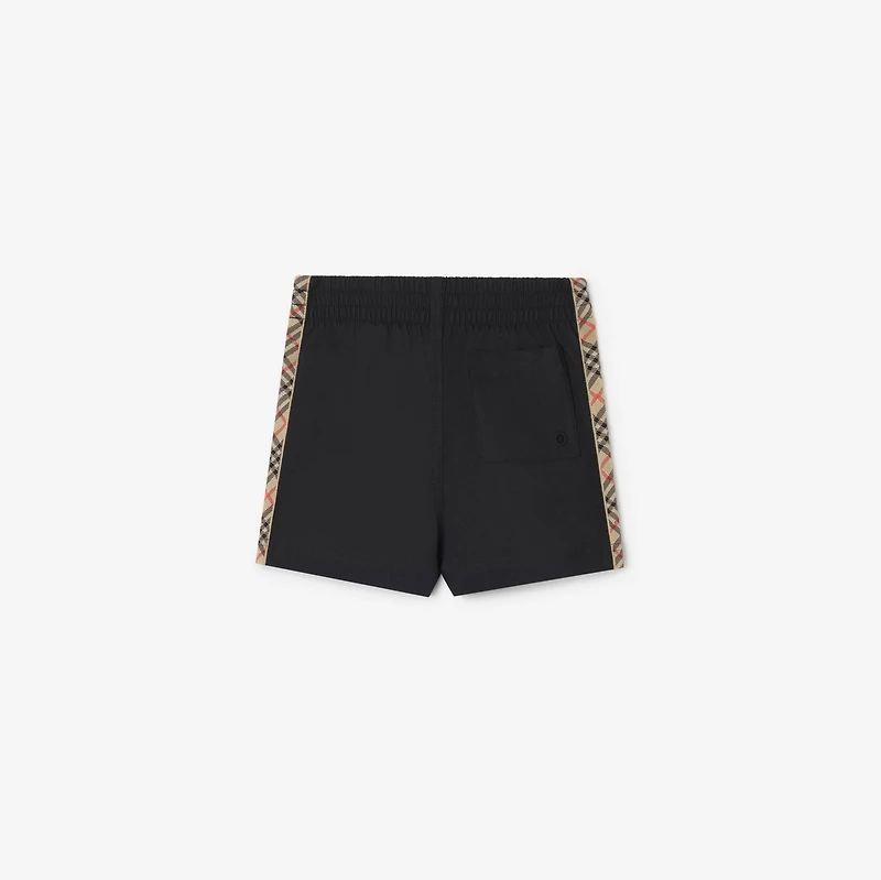 Check Trim Swim Shorts in Black | Burberry® Official