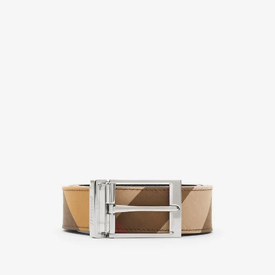 Reversible Check Belt in Taupe brown - Men | Burberry® Official