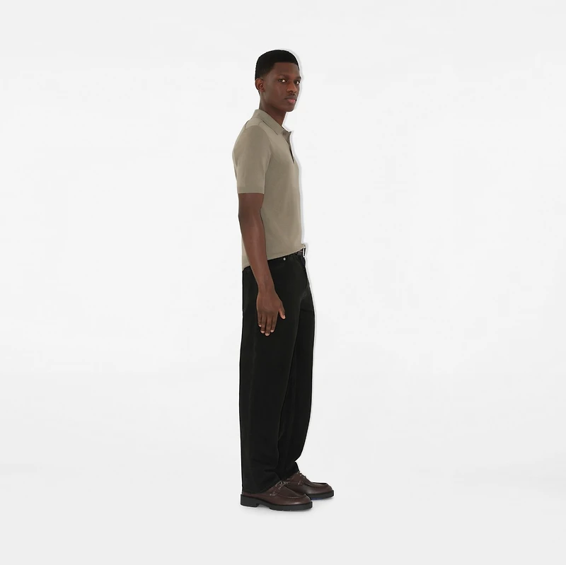 B Crest Wool Polo Shirt in Quill - Men | Burberry® Official