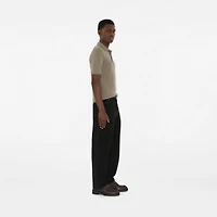 B Crest Wool Polo Shirt in Quill - Men | Burberry® Official
