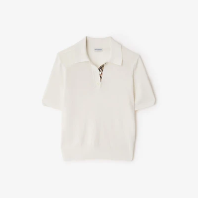 Wool Polo Shirt in Chalk - Women | Burberry® Official