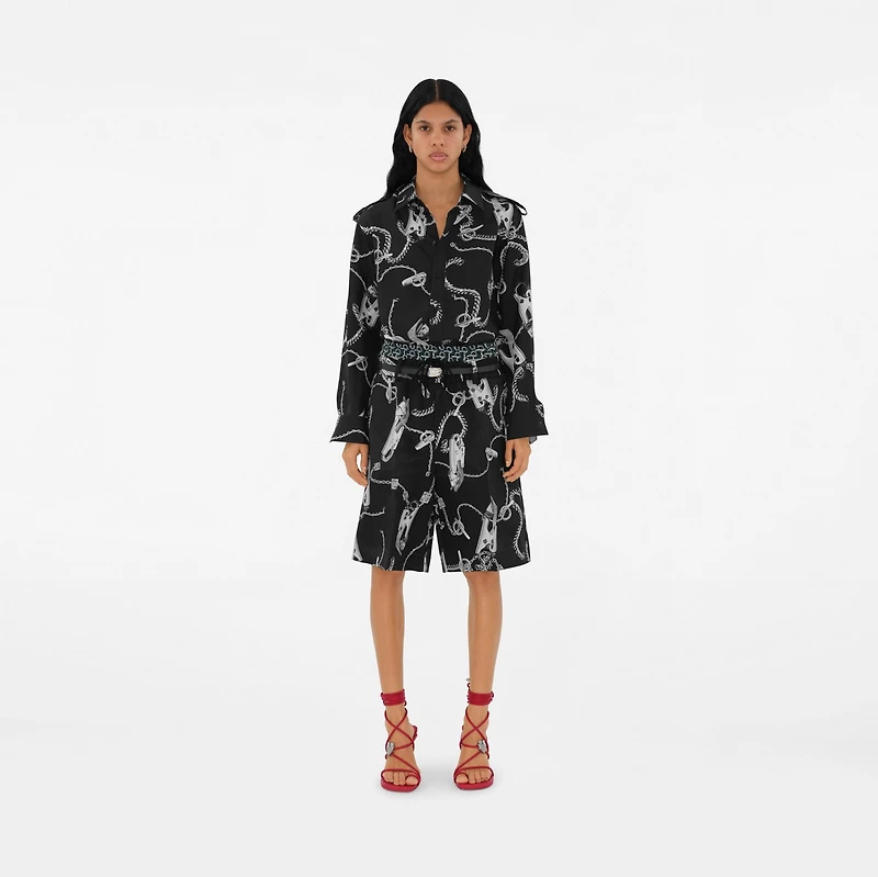 Knight Hardware Silk Shirt in Silver/black - Women | Burberry® Official