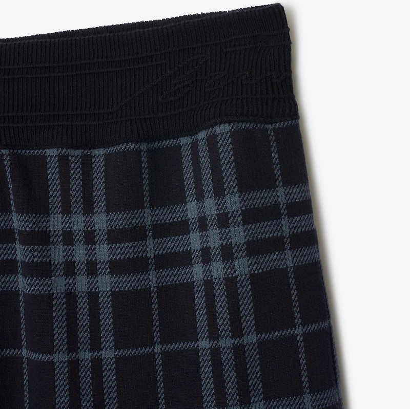 Check Stretch Cotton Blend Shorts in Ink - Men, Nylon | Burberry® Official