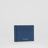 House Check and Leather Money Clip Card Case in Deep blue - Men | Burberry® Official