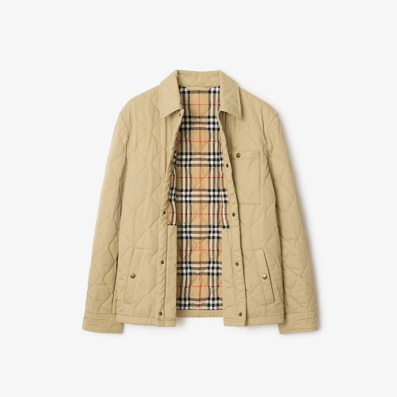 Quilted Gabardine Overshirt in Hamper beige - Men | Burberry® Official