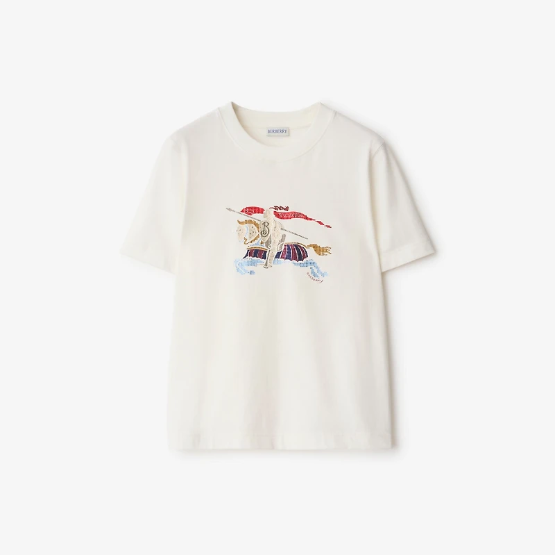 Crystal EKD Cotton T-shirt in Chalk - Women | Burberry® Official