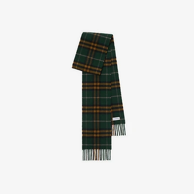 Narrow Check Cashmere Scarf in Brigade green | Burberry® Official