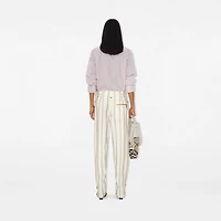 Striped Silk Blend Tailored Trousers in Cream/black - Women | Burberry® Official