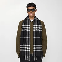 Check Cashmere Scarf in Black/calico | Burberry® Official