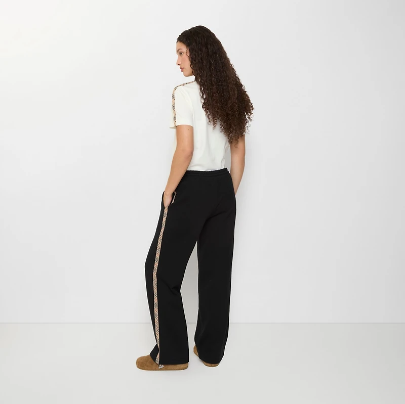 Check Trim Cotton Track Pants in Black - Women | Burberry® Official