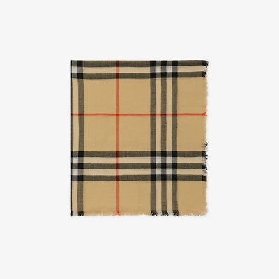 Check Wool Scarf in Sand | Burberry® Official