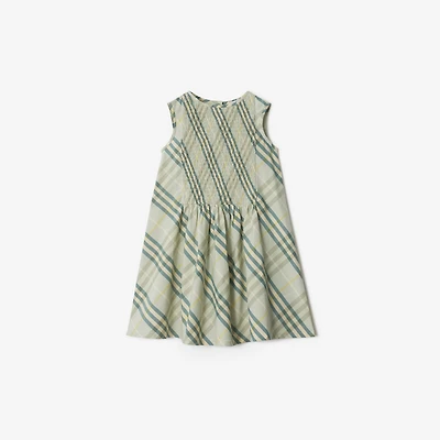 Check Cotton Dress in Breeze | Burberry® Official