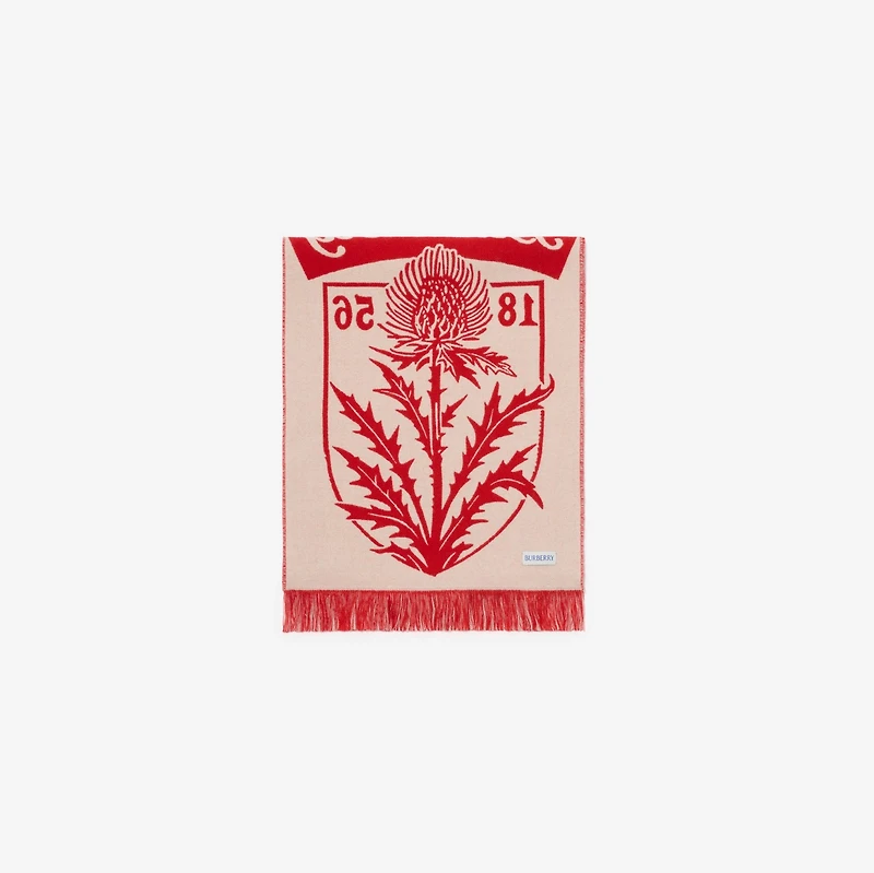 Thistle Shield Wool Scarf in Poppy red | Burberry® Official