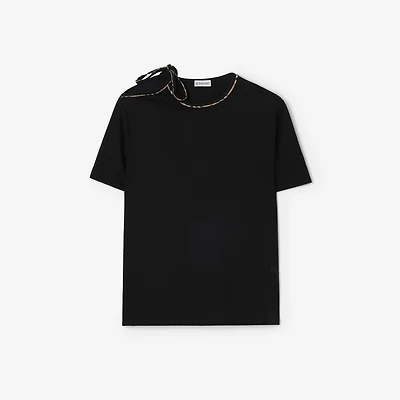 Tie-sleeve Cotton T-shirt in Black - Women | Burberry® Official