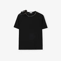 Tie-sleeve Cotton T-shirt in Black - Women | Burberry® Official