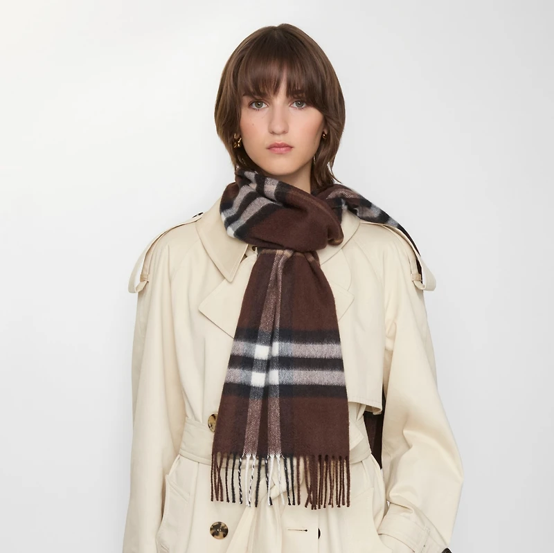Check Cashmere Scarf in Treacle | Burberry® Official