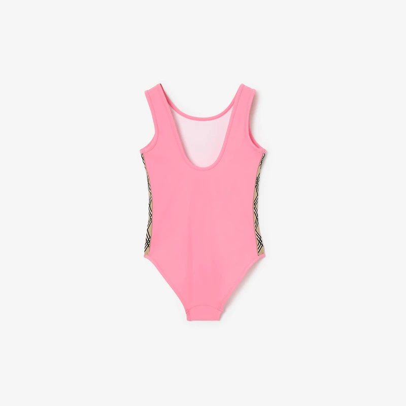 Check Trim Swimsuit in Floss pink | Burberry® Official