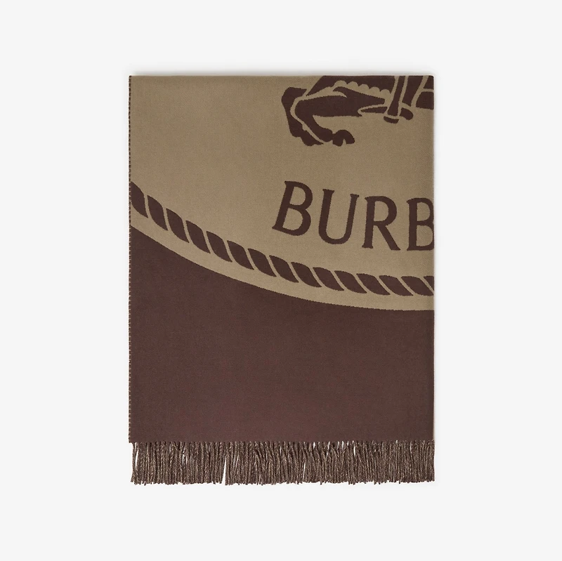 Knight Stamp Wool Blanket in Vole brown | Burberry® Official