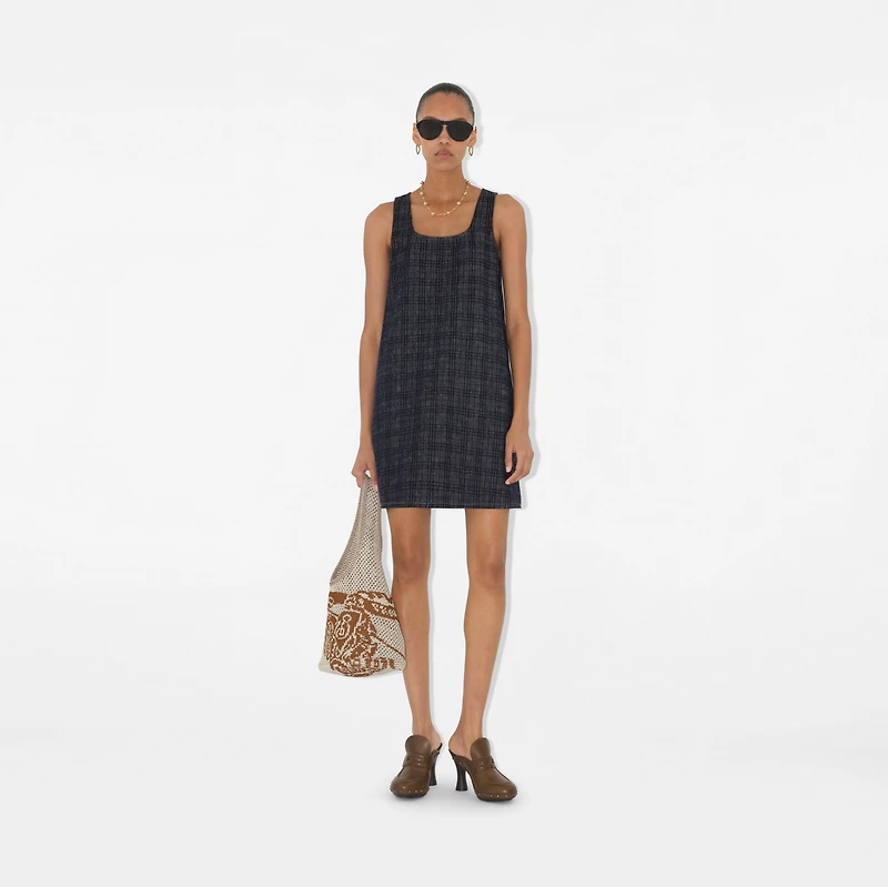Check Denim Dress in Indigo - Women, Cotton | Burberry® Official
