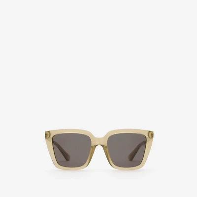 Check Engraved Square Sunglasses​ in Light beige - Women | Burberry® Official
