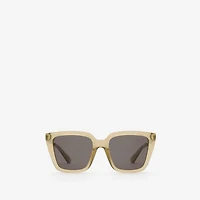Check Engraved Square Sunglasses​ in Light beige - Women | Burberry® Official