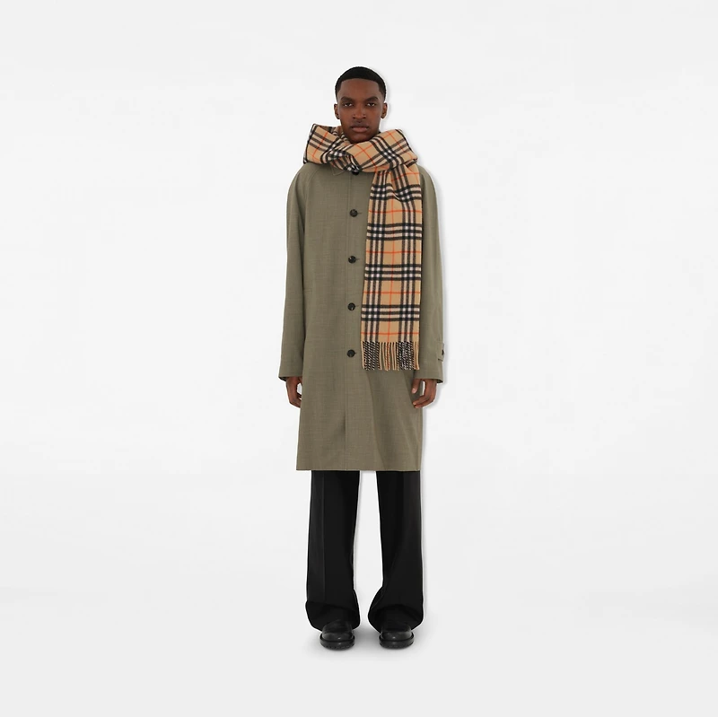 Check Cashmere Hooded Scarf in Sand | Burberry® Official