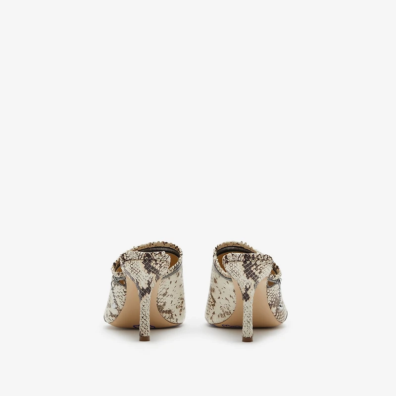Leather Peep Sandals in Serpent - Women | Burberry® Official