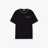 Check Trim Cotton T-shirt in Black - Men | Burberry® Official