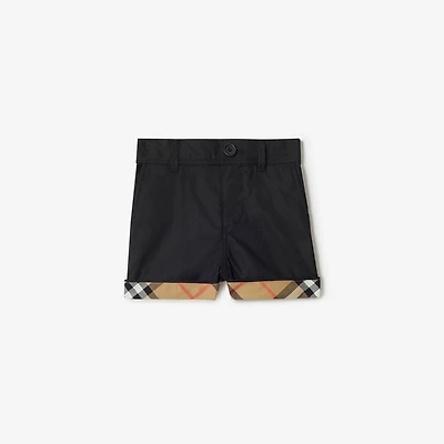 Check Turn-up Cotton Shorts in Black | Burberry® Official