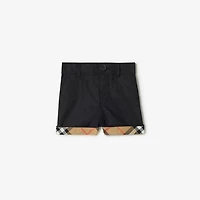 Check Turn-up Cotton Shorts in Black | Burberry® Official