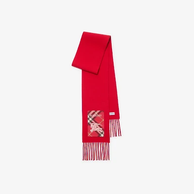 Check Label Cashmere Scarf in Crayon red | Burberry® Official