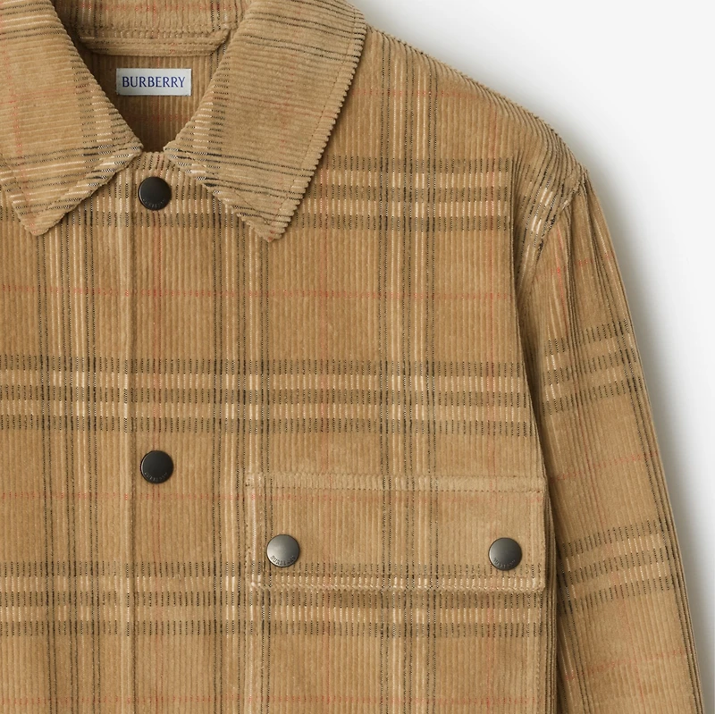 Check Corduroy Overshirt in Sand - Men, Cotton | Burberry® Official