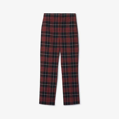 Check Wool Blend Tailored Trousers in Poppy red - Women | Burberry® Official