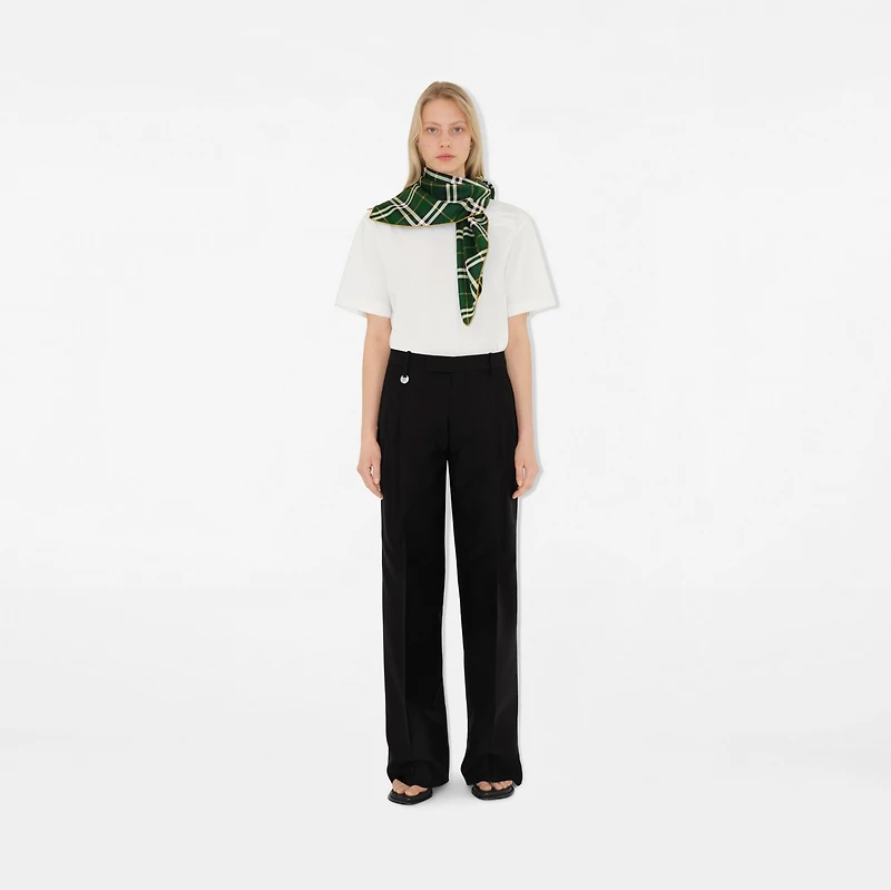 Check Silk Scarf in Dark fern | Burberry® Official