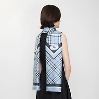 Check Knight Stamp Silk Scarf in Bank blue | Burberry® Official