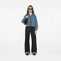 Cropped Reversible Check Hooded Jacket in Pewter - Women, Nylon | Burberry® Official