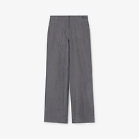 Cotton Chambray Trousers in Damson blue melange - Women | Burberry® Official