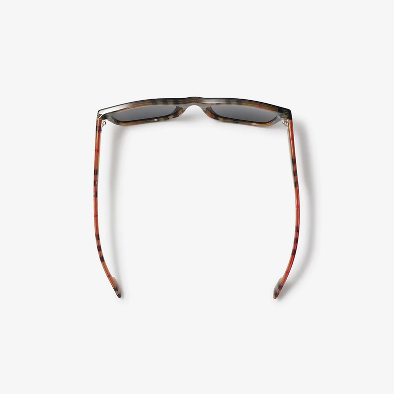 Check Rectangular Sunglasses in Black/beige Grey - Men | Burberry® Official