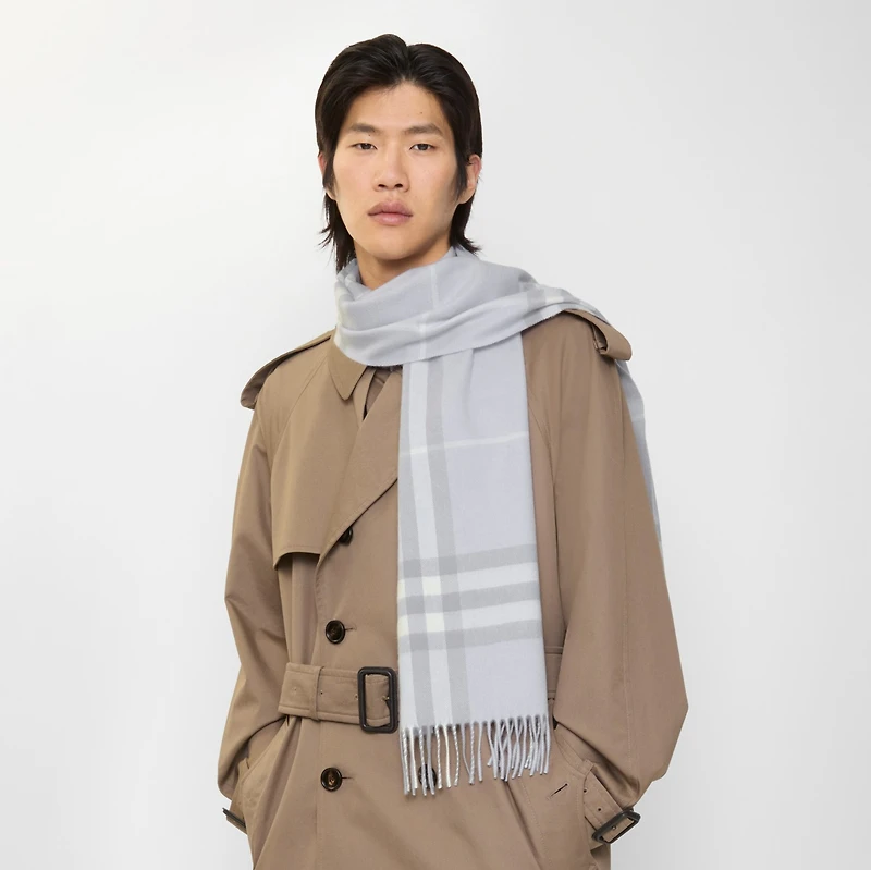 Check Cashmere Scarf in Mist | Burberry® Official